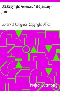 U.S. Copyright Renewals, 1960 January - June