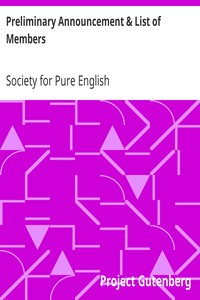 Preliminary Announcement & List of Members: Society for Pure English, Tract 01 (1919)