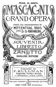 Zanetto; and Cavalleria Rusticana