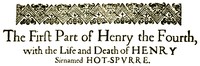 King Henry IV, the First Part