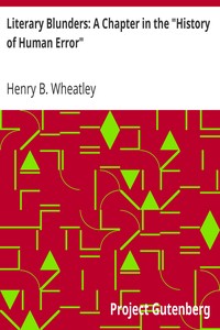 Literary Blunders: A Chapter in the "History of Human Error"