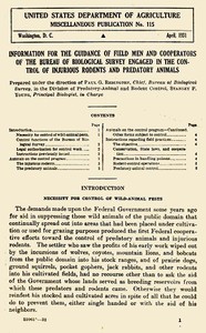 Information for the Guidance of Field Men and Cooperators of the Bureau of Biological Survey Engaged in the Control of Injurious Rodents and Predatory Animals