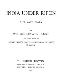 India under Ripon: A Private Diary