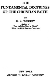 The Fundamental Doctrines of the Christian faith