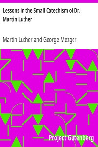 Lessons in the Small Catechism of Dr. Martin Luther: For the Senior Department of Lutheran Sunday-Schools and for General Use