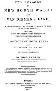 Two Voyages to New South Wales and Van Diemen's Land