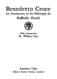 Benedetto Croce: An Introduction to His Philosophy