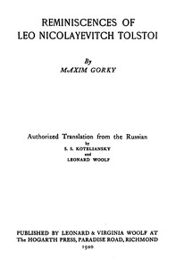 Reminiscences of Leo Nicolayevitch Tolstoi