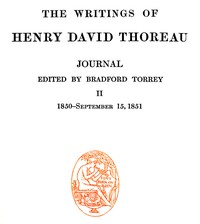 Journal 02, 1850-September 15, 1851: The Writings of Henry David Thoreau, Volume 08 (of 20)