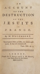 An Account of the Destruction of the Jesuits in France
