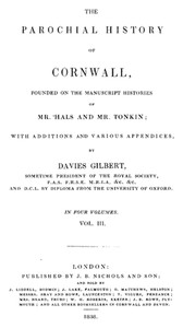 The Parochial History of Cornwall, Volume 3 (of 4)