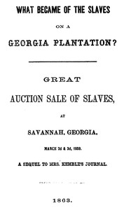 What Became of the Slaves on a Georgia Plantation?: Great Auction Sale of Slaves, at Savannah, Georgia, March 2d & 3d, 1859
