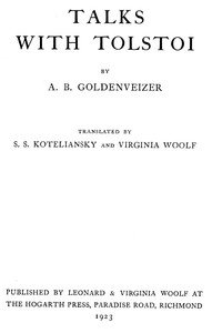 Talks with Tolstoi
