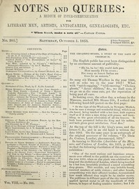 Notes and Queries, Number 205, October 1, 1853: A Medium of Inter-communication for Literary Men, Artists, Antiquaries, Geneologists, etc.