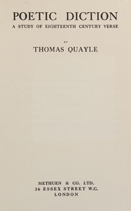 Poetic diction: A study of eighteenth century verse
