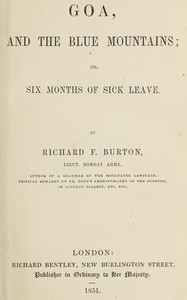 Goa and the Blue Mountains; or, Six months of sick leave
